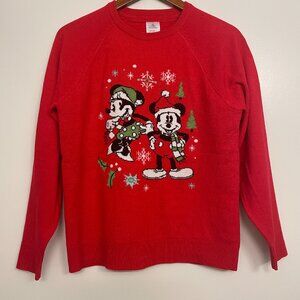 Vintage Style Disney Store Holiday Christmas Youth Mickey and Minnie Sweater